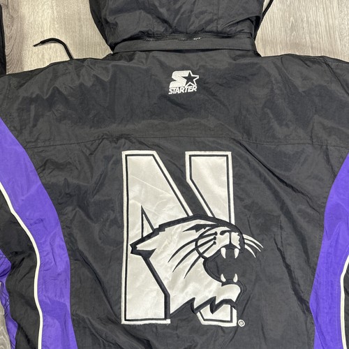 Vintage Starter Northwestern Hooded Jacket 1/2 Zip NCAA Mens XL - Picture 12 of 12