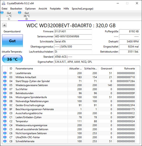 Western Digital WD Scorpio Blue 320GB 2.5" SATA Festplatte / WD3200BEVT HDD