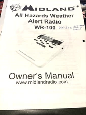MIDLAND All Hazards Weather Alert Radio Warning Alarm WR-100 Manual Only