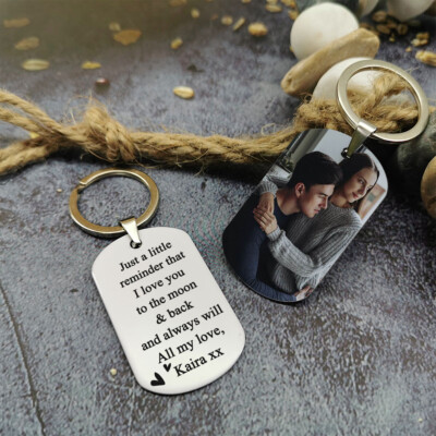 Love you to the moon back Personalised Photo Keyring