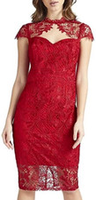 Red Lace Bodycon Pencil Midi Dress 12 Party Evening Occasion Wedding Cruise Prom
