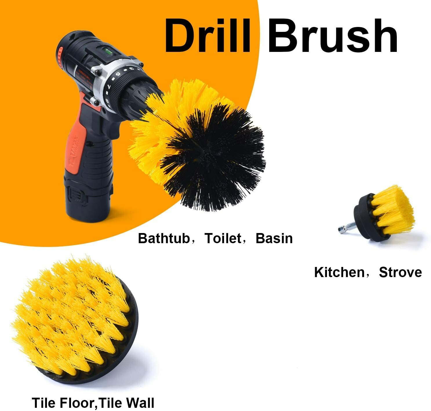 Drill Brush Power Scrubber Drill Attachments 3pcs For Carpet Tile Grout
