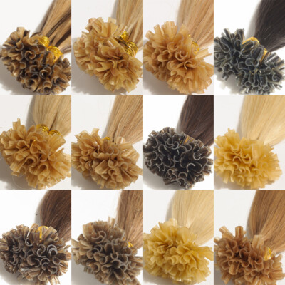 Keratin Bonding Hair Extensions Russisch Remy Echthaar Strähnen Flat-Tip Glatt