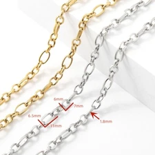 3meters 18k gold stainless steel textured oval link chain findings 6.5mm
