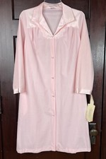 VTG Vanity Fair Robe Women's Small Flannel Pink House Dress Floral Cottage USA