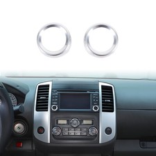 Borde de anillo de perilla de volumen de consola central de aleación plateada para Nissan Frontier 2014-2020