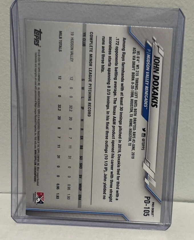 2020 Topps Pro Debut #PD-105 John Doxakis Hudson Valley Renegades - Image 2 of 2