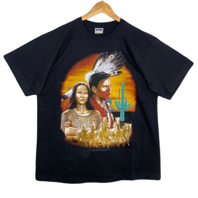 Seltenes T-Shirt Native American Graphique Vintage 90/2000 s