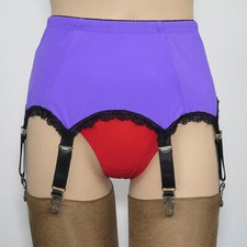 Fashion Lace Edge 6 Straps Garter Belt with Metal Claws Stretchy Girdle Lingerie