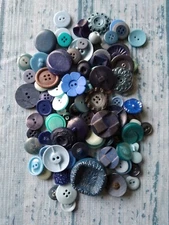 100 Assorted Shades of Blue Buttons