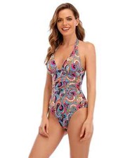 Lucky Brand Women's Multicolor Paisley Poolside Charm Swimsuit Size S/P