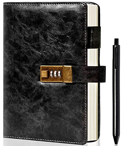 Men's Black Waterproof Locking Journal - 192 Pages with Pen-image