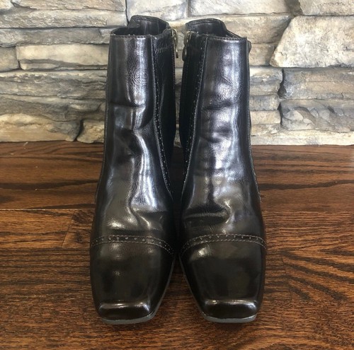 Etienne Aigner Concetta Ankle Zipper Boots Booties Dark Brown Wm Sz 9 Shiny  - Picture 11 of 14