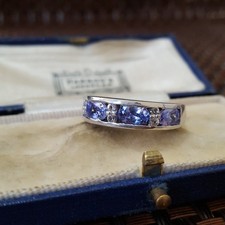 Sterling Silver Ring High Quality Tanzanite White Topaz UK Size P US 7.75 