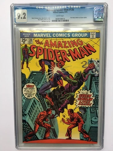 Amazing Spider-Man #136 CGC 9.2 WHITE PAGE 1st New Green Goblin PRE-NEWTONS RING