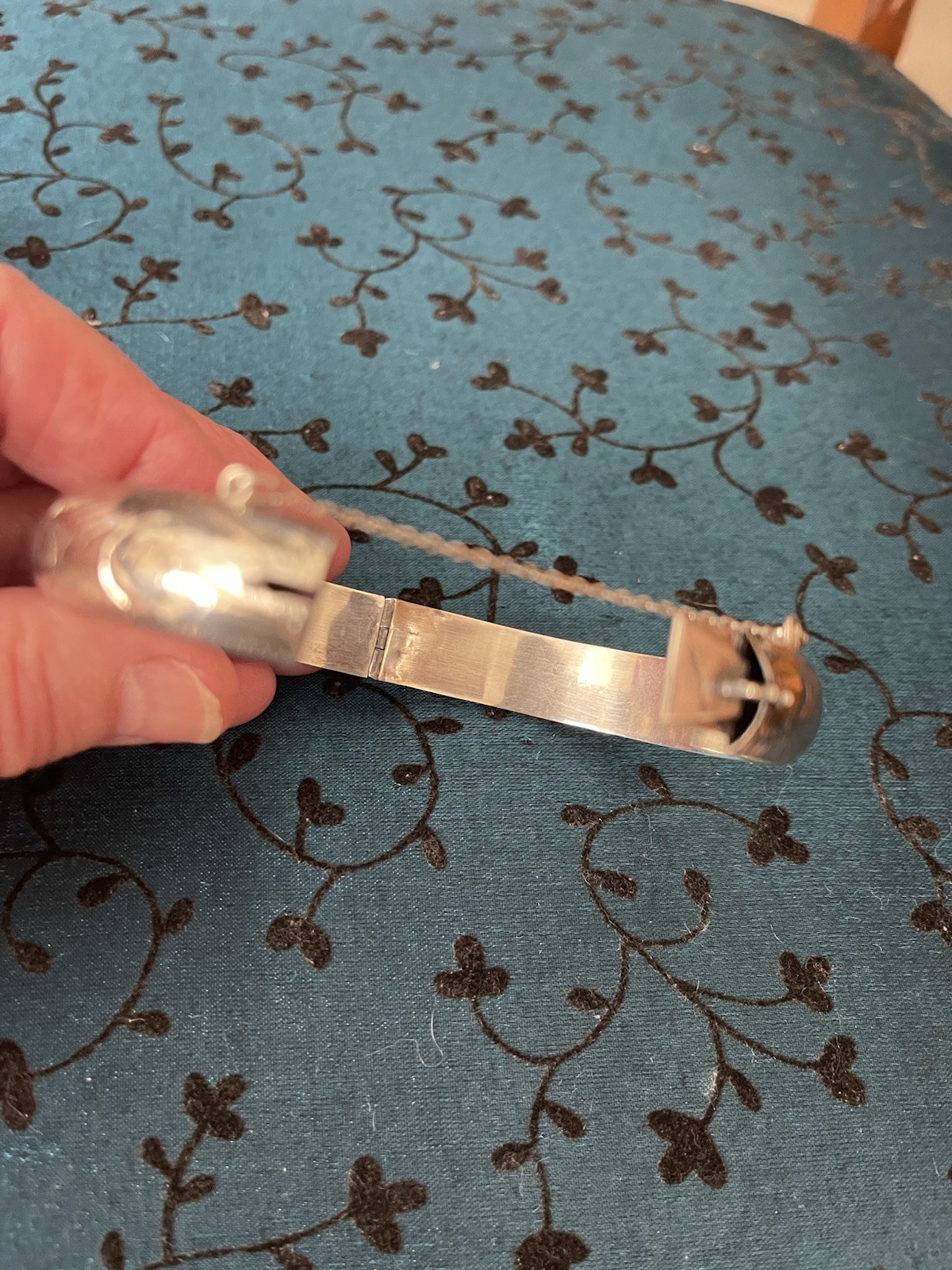 SILVER 925 ETCHED BANGLE-HINGED BRACELET VINTAGE … - image 19