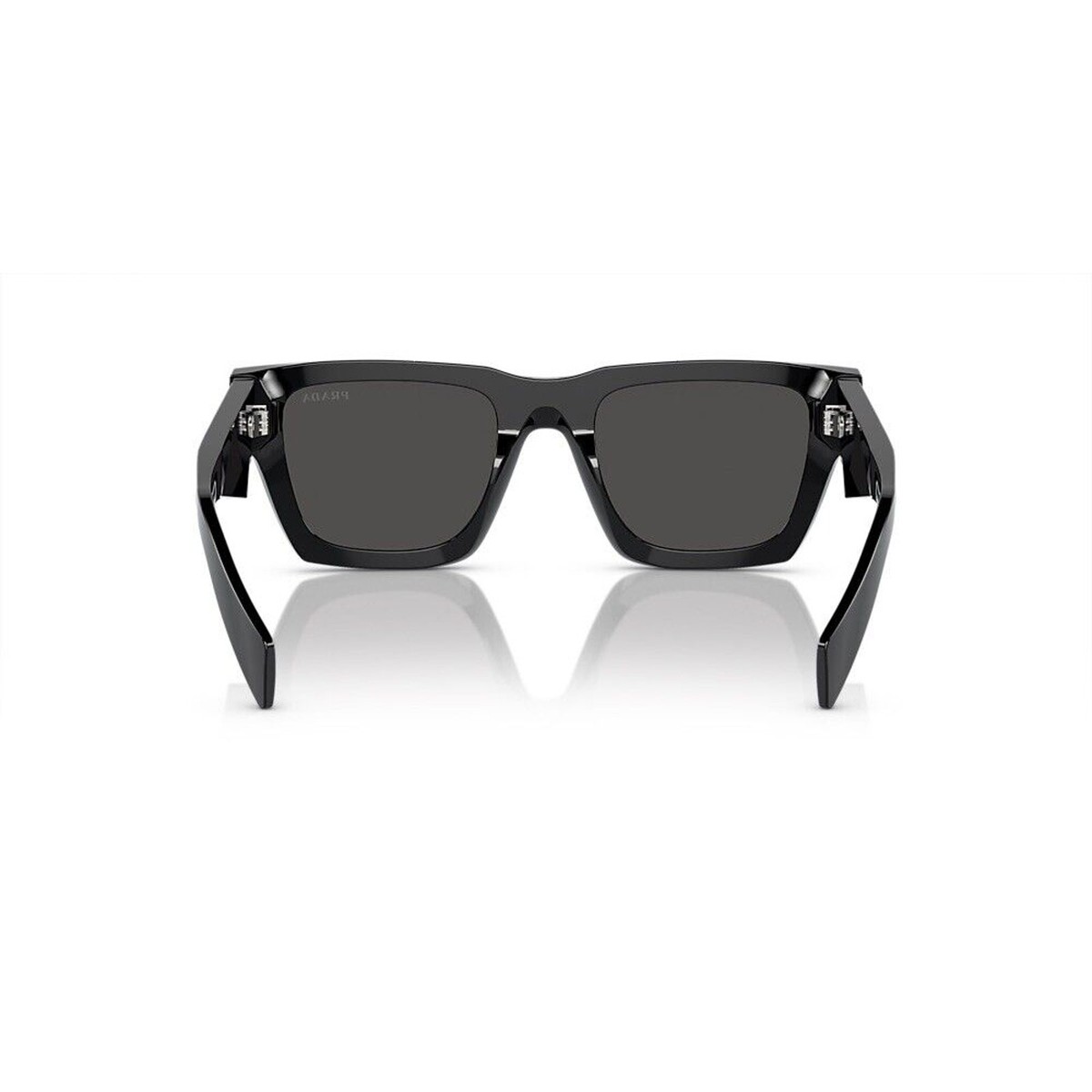 PRADA PR A06S 1AB5S0 Black Silver Logo Dark Grey Lens Sunglasses