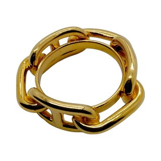 Hermes Scarf Ring Gold Colored Chain Link Design Metal Size 3 x 3 cm 5210730