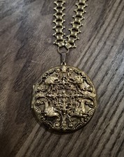 Vintage Victorian Revival Brass Winged Heart Locket Necklace