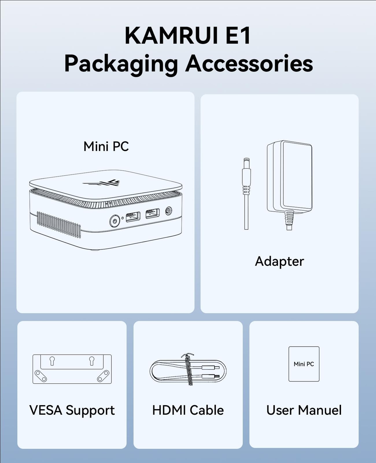 KAMRUI Essenx E1 Mini PC, N95 Processor up to 3.4GHz, 12GB LPDDR5 RAM 256GB M...