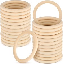 30 PCS Natural Wooden Rings 4 Inches Unfinished for Craft Solid Wood Circles ...
