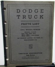 1941 Dodge Truck Dealer Parts List Book Catalog Wk 3 Ton Gas Diesel Orig