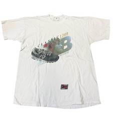 Vintage New Balance 1300 Sneakers T-shirt 90s Sz XXL Single Stitch Made In USA