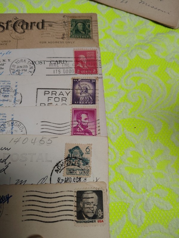 6 Vintage Stamped 1,2,3,4,6, And 8 Vent Stamp Post Cards Early 1900s