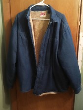 Wrangler Vintage Men's Sherpa Lined Button Down Denim Shirt Jacket Size XL