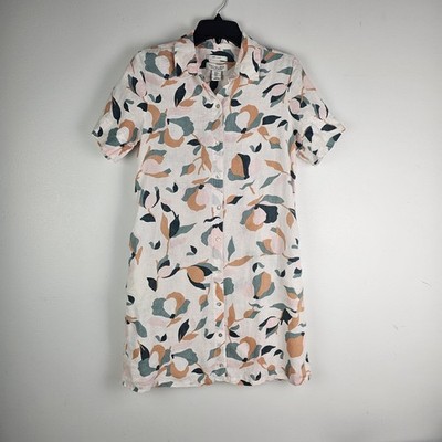 rachel zoe shirt dress Rachel Zoe Dress Womens Mini Shirt Dress Floral Button Front Short Coastal  Small