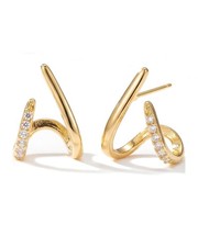MUMREUES Gold Earrings for Women Trendy 14K 0.34", CZ Aurora 
