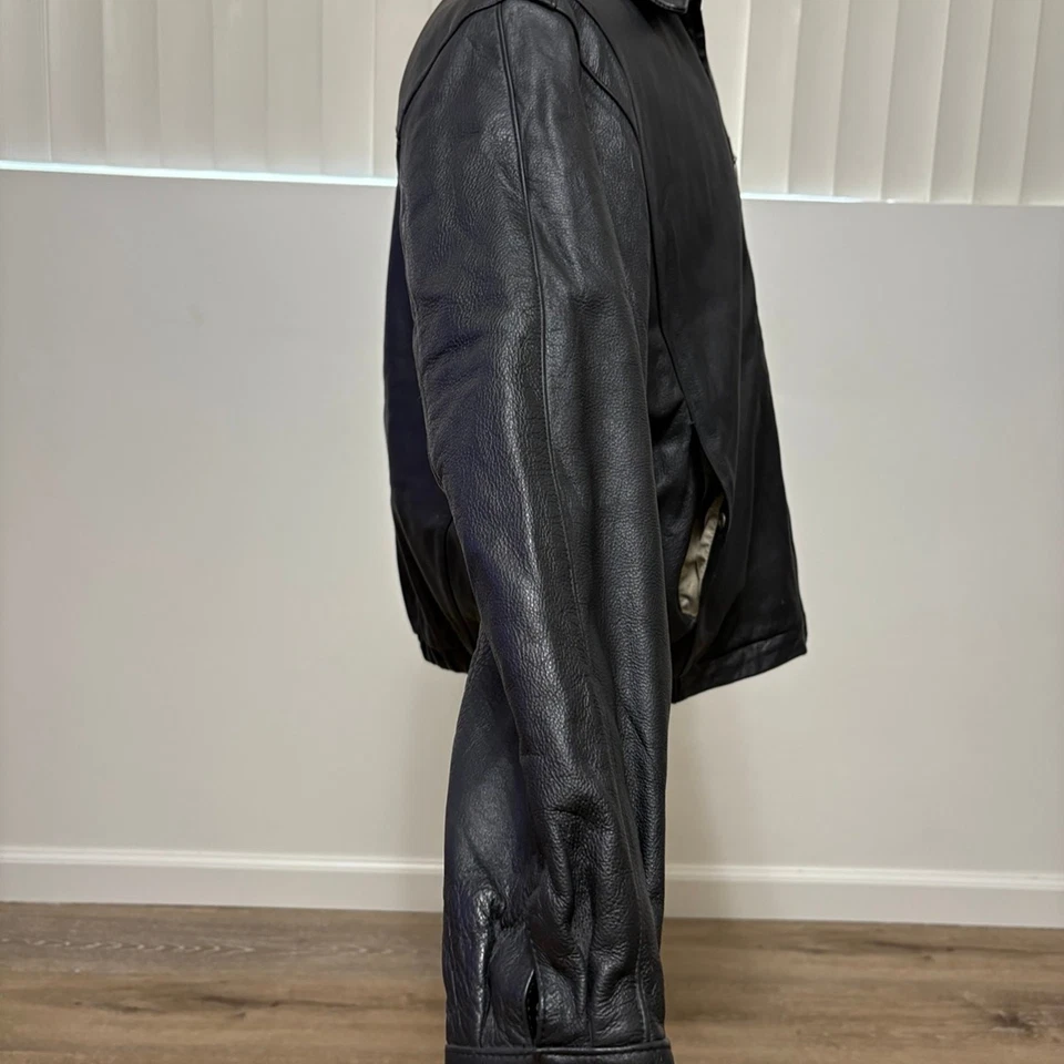 Vintage Gear for Sports BMW Black Leather Biker Motorcycle FullZip Jacket Medium - Image 4 of 4