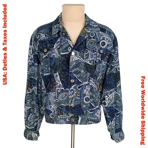 Paul Smith, Vintage 90s Paul Smith England Paisley Corduroy Bomber Trucker Jacket Size M