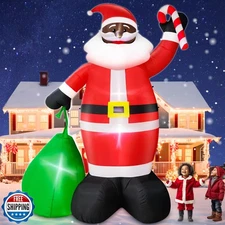12 Ft by 7.5 Ft Giant Black Santa Christmas Inflatable Outdoor De