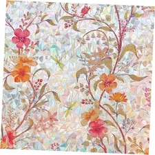 Stained Glass Window Film Static Cling Door Privacy Film Decorative Flowers 
