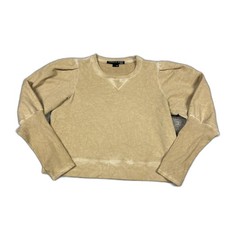 Veronica Beard Analeigh Sweatshirt Womens Large Tan Puff Sleeves Pima Cotton