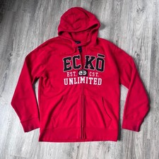 Ecko Unltd. Zip Hoodie Mens Large Red Embroid...