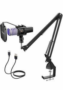 TONOR RGB USB Microphone, Cardioid Condenser Computer Mic, pour la conférence,