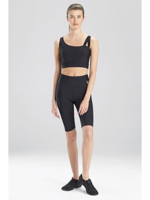 JOSIE Womens Black Double Strap And Front Panel Active Wear Crop Top M