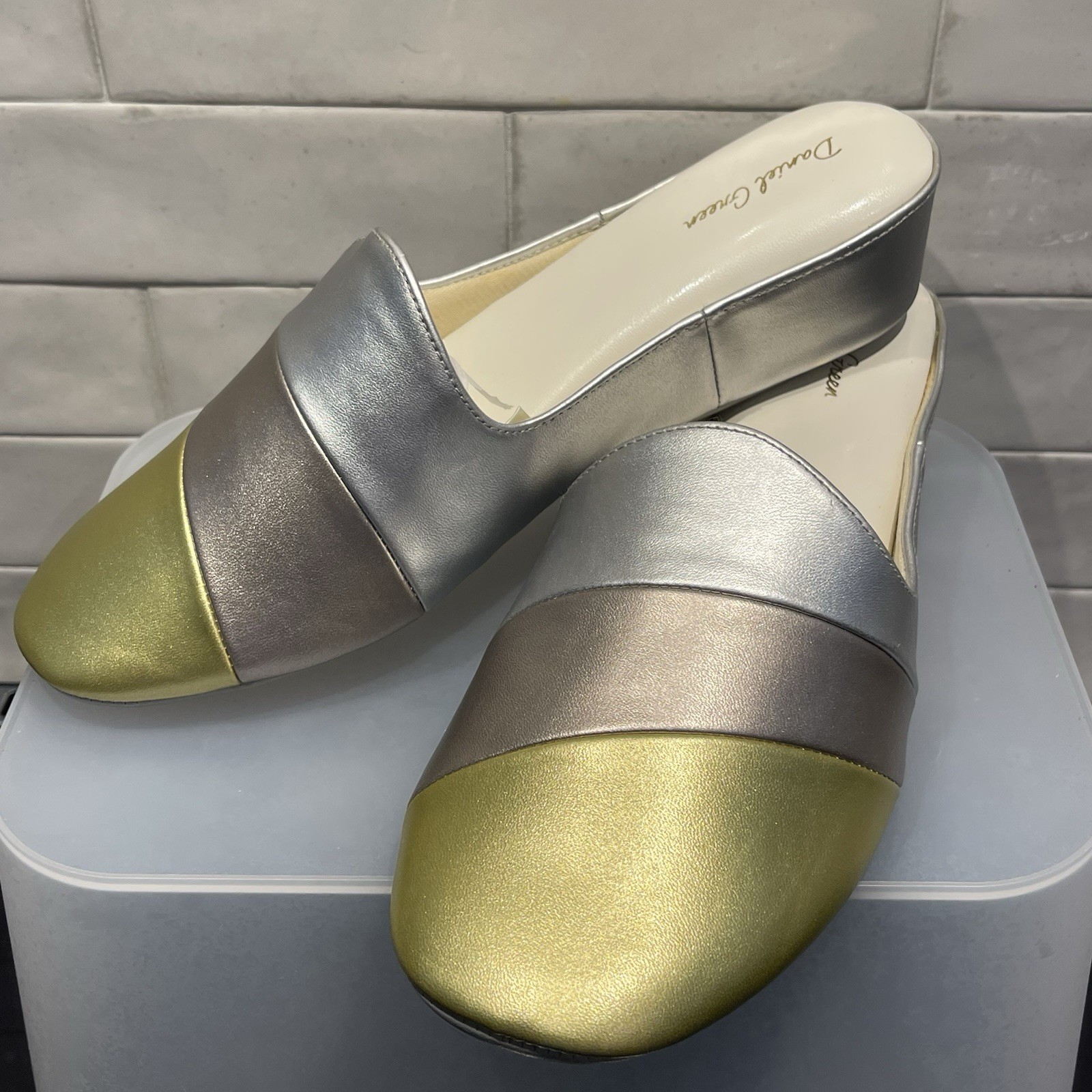 PANTOFOLA D’ORO Daniel Green Ciabatte Donna NUOVE Denise Oro Rame Argento Taglia 11 W