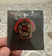 UNOPENED with UNUSED in-game code 🔥 2016 Dota 2 TI6 Aegis Shield Attendee Pin  