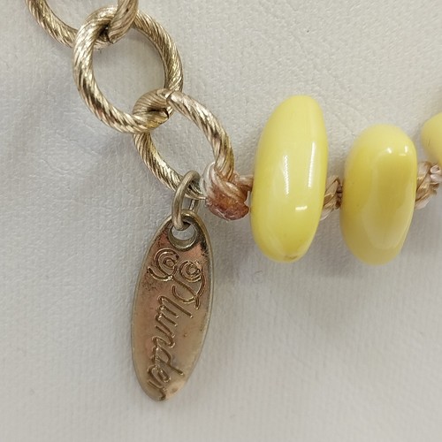 Plunder Alexandra Necklace Gold Tone Chain w Pale Yellow Beads & White Pendant - Picture 6 of 6