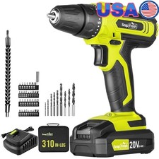 20V Cordless Drill 21 Torque Settings Compact Lightweight 2 Speed W/ Accessories