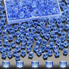 100 Pcs 6Mm Cube Crystal Glass Beads for Jewelry Making, Square Crystal Beads wi