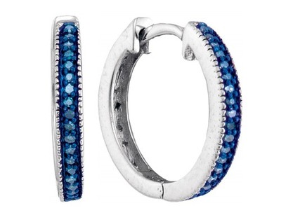 Blaue Diamant Creolen 1/10 Karat (ctw) Sterlingsilber