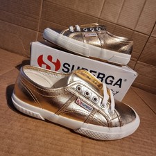 Superga Scarpe da Ginnastica Donna UK4.5 Cotu Classic in Oro Metallizzato, Vacanze/Palestra