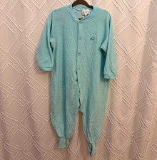 Vintage Carter's 24-28 lbs Footed Cotton Terry Snap One-Piece Sleeper Blue Bear