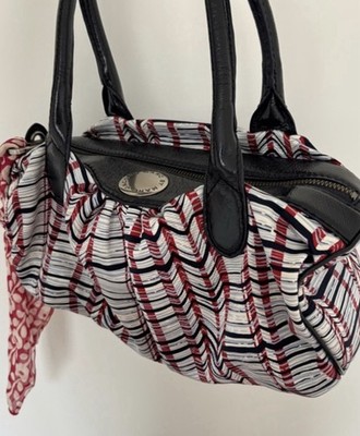 Vintage Marc By Marc Jacobs Red/black/light Blue Pattern Fabric Barrel Bag