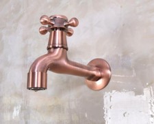 Antique Red Copper Cold Water Wall Mount Bathroom Kitchen Tap Faucet fav304