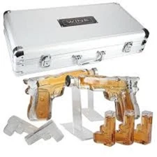 Wine Savant Pistol Whiskey Gun Decanter & Pistol Shot Glasses Set with Case